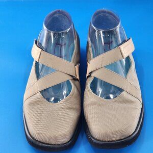 THIERRY RABOTIN Tan Mary Jane Comfort Shoes Square Toe Hook & Loop
